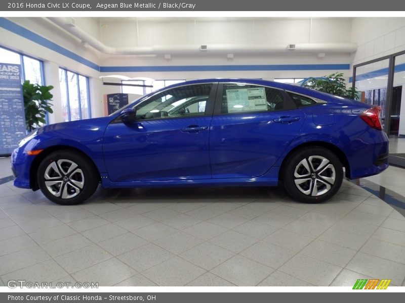 Aegean Blue Metallic / Black/Gray 2016 Honda Civic LX Coupe