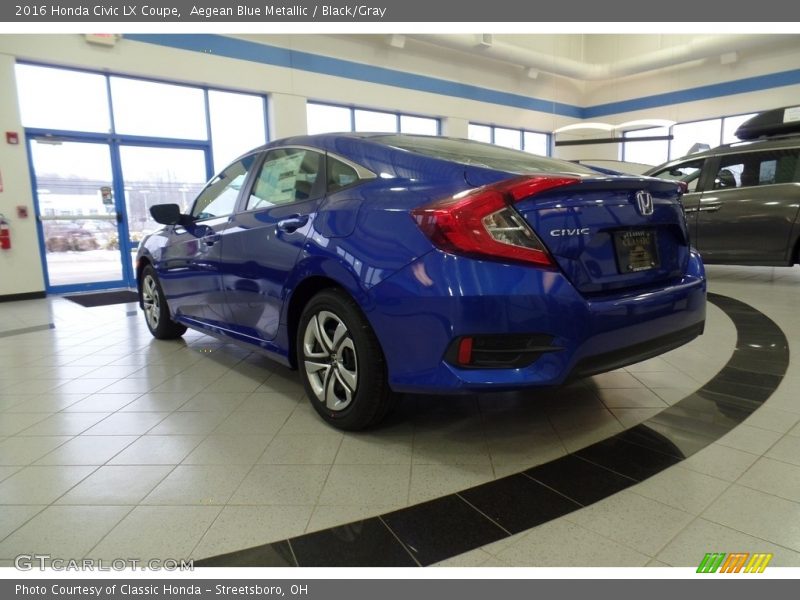 Aegean Blue Metallic / Black/Gray 2016 Honda Civic LX Coupe