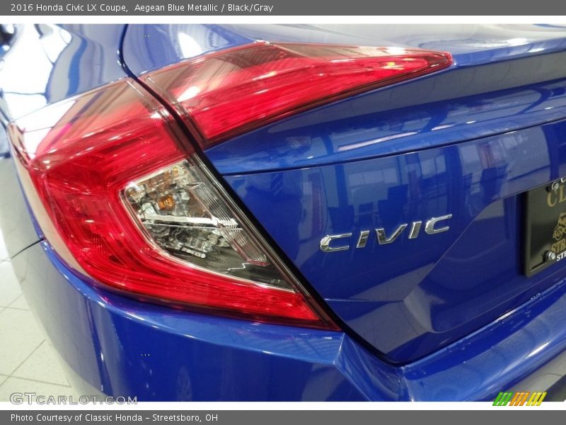 Aegean Blue Metallic / Black/Gray 2016 Honda Civic LX Coupe