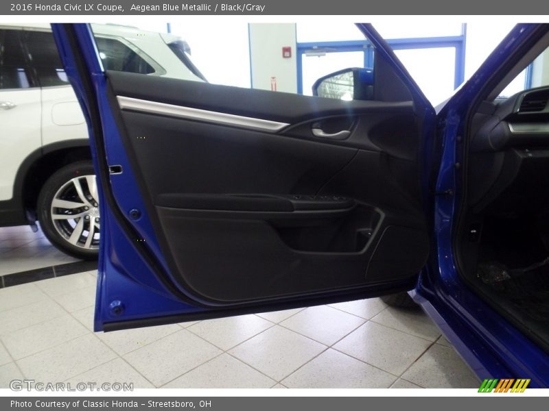 Aegean Blue Metallic / Black/Gray 2016 Honda Civic LX Coupe