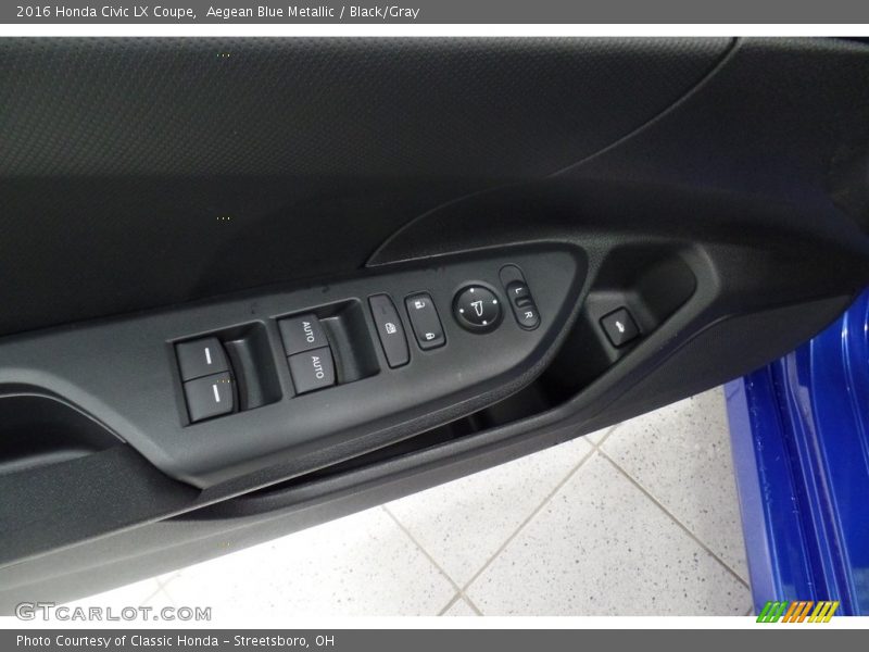Aegean Blue Metallic / Black/Gray 2016 Honda Civic LX Coupe