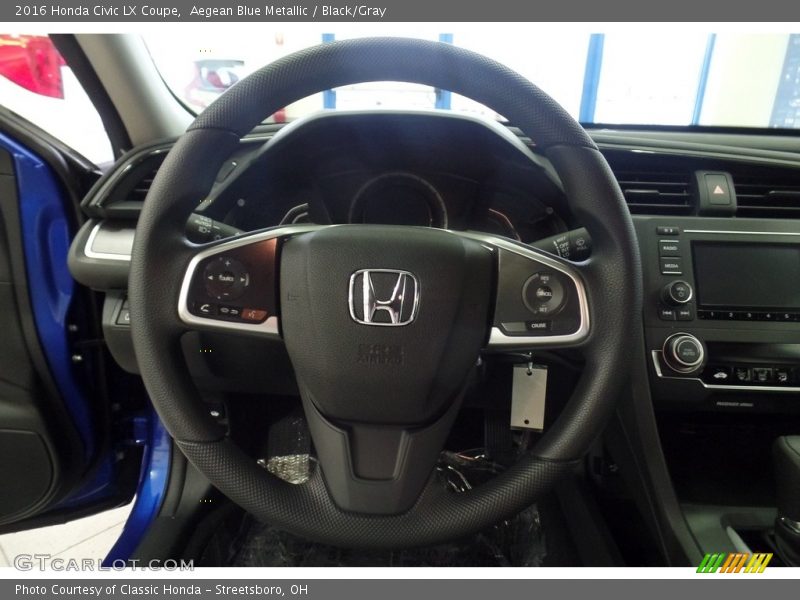Aegean Blue Metallic / Black/Gray 2016 Honda Civic LX Coupe