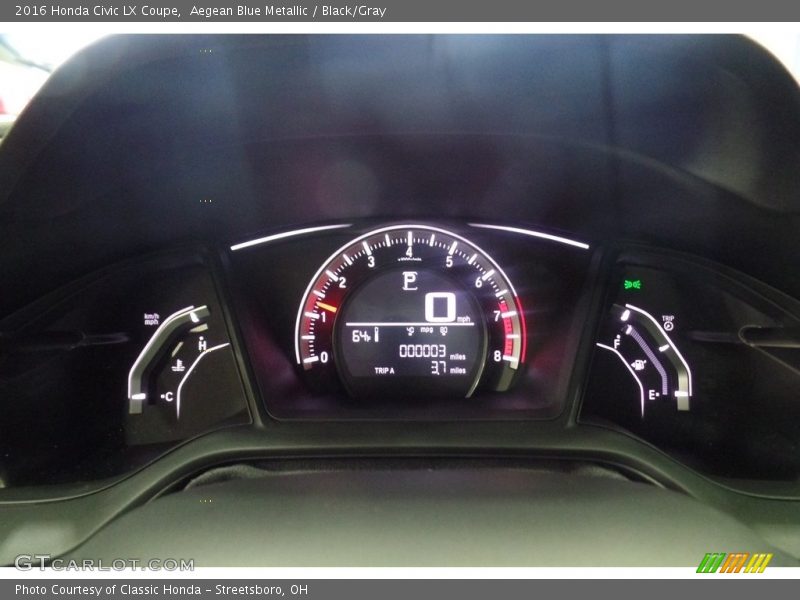 Aegean Blue Metallic / Black/Gray 2016 Honda Civic LX Coupe