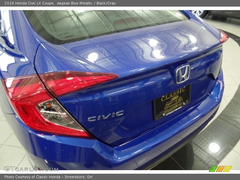 Aegean Blue Metallic / Black/Gray 2016 Honda Civic LX Coupe