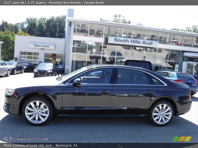 Moonlight Blue Metallic / Nougat Brown 2017 Audi A8 L 3.0T quattro