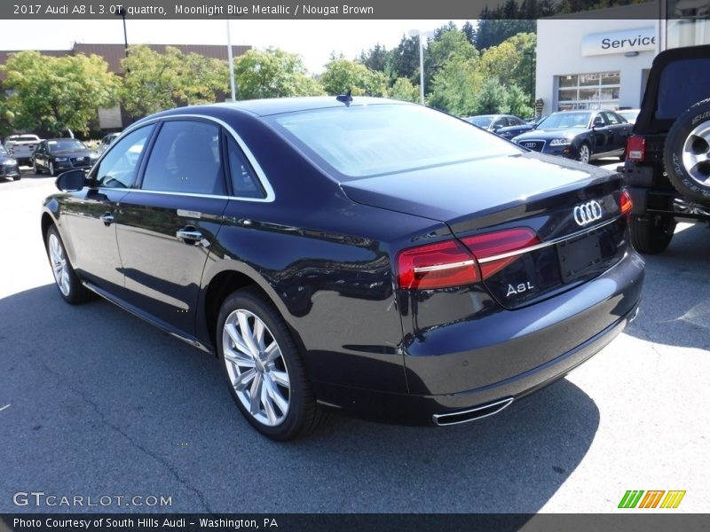 Moonlight Blue Metallic / Nougat Brown 2017 Audi A8 L 3.0T quattro
