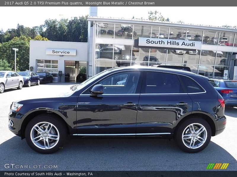 Moonlight Blue Metallic / Chestnut Brown 2017 Audi Q5 2.0 TFSI Premium Plus quattro