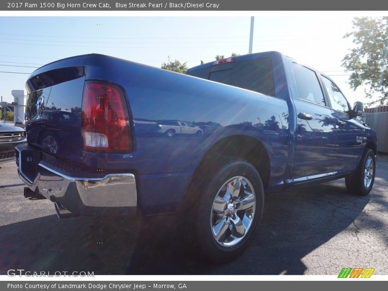 Blue Streak Pearl / Black/Diesel Gray 2017 Ram 1500 Big Horn Crew Cab