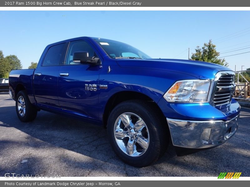 Blue Streak Pearl / Black/Diesel Gray 2017 Ram 1500 Big Horn Crew Cab