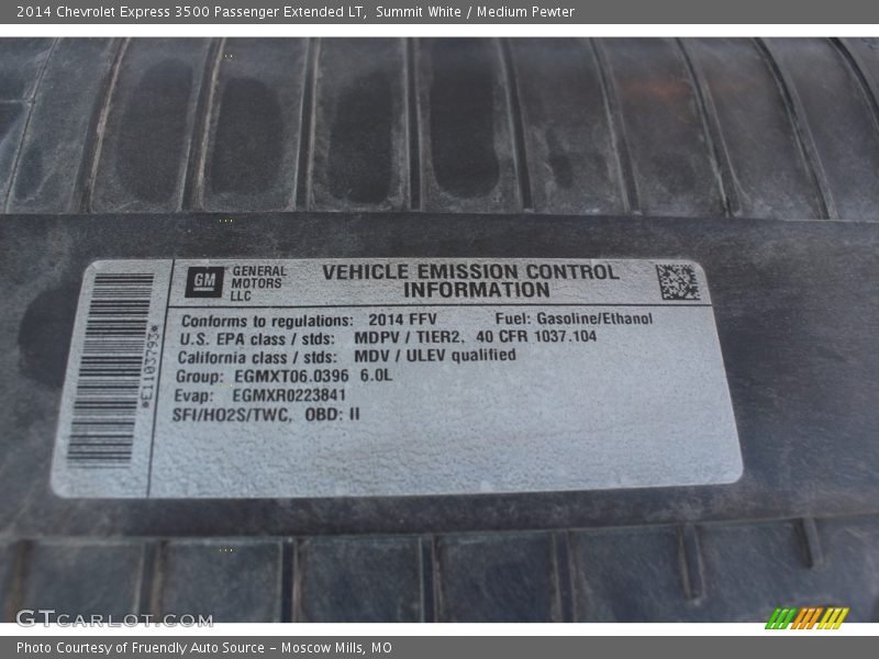 Summit White / Medium Pewter 2014 Chevrolet Express 3500 Passenger Extended LT
