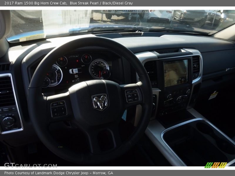 Blue Streak Pearl / Black/Diesel Gray 2017 Ram 1500 Big Horn Crew Cab