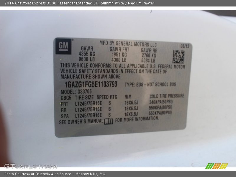 Summit White / Medium Pewter 2014 Chevrolet Express 3500 Passenger Extended LT