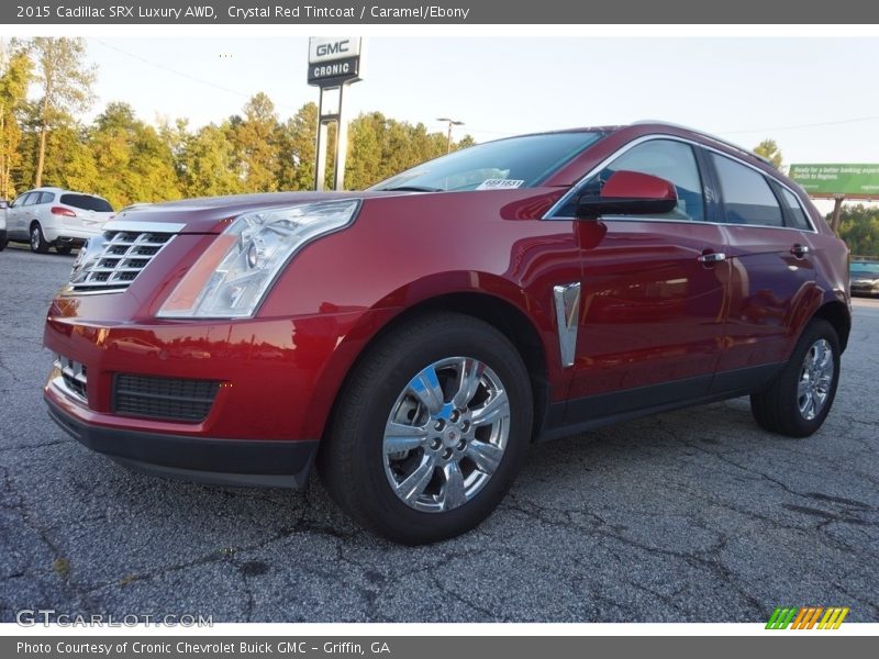 Crystal Red Tintcoat / Caramel/Ebony 2015 Cadillac SRX Luxury AWD