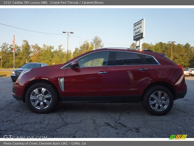 Crystal Red Tintcoat / Caramel/Ebony 2015 Cadillac SRX Luxury AWD