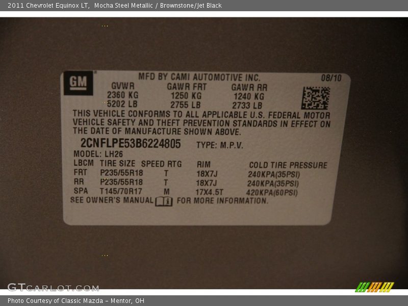 Mocha Steel Metallic / Brownstone/Jet Black 2011 Chevrolet Equinox LT