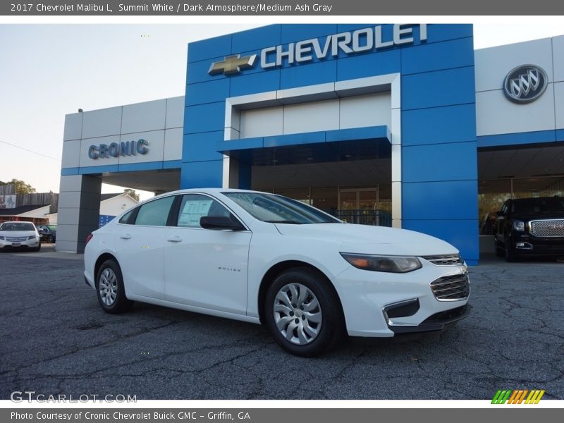 Summit White / Dark Atmosphere/Medium Ash Gray 2017 Chevrolet Malibu L