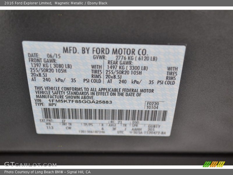 Magnetic Metallic / Ebony Black 2016 Ford Explorer Limited