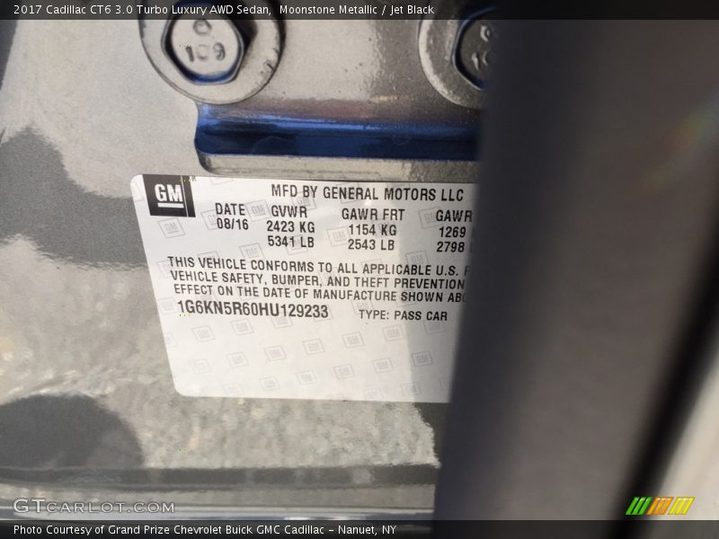 Moonstone Metallic / Jet Black 2017 Cadillac CT6 3.0 Turbo Luxury AWD Sedan