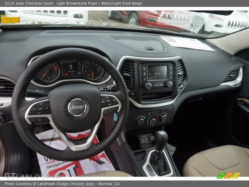 Light Brownstone Pearl / Black/Light Frost Beige 2016 Jeep Cherokee Sport