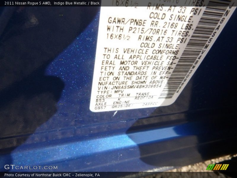 Indigo Blue Metallic / Black 2011 Nissan Rogue S AWD