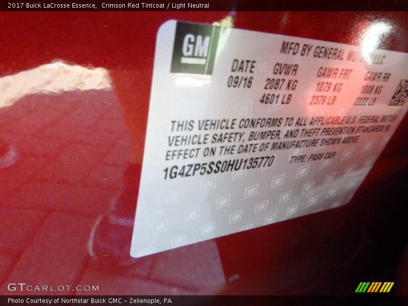 Crimson Red Tintcoat / Light Neutral 2017 Buick LaCrosse Essence