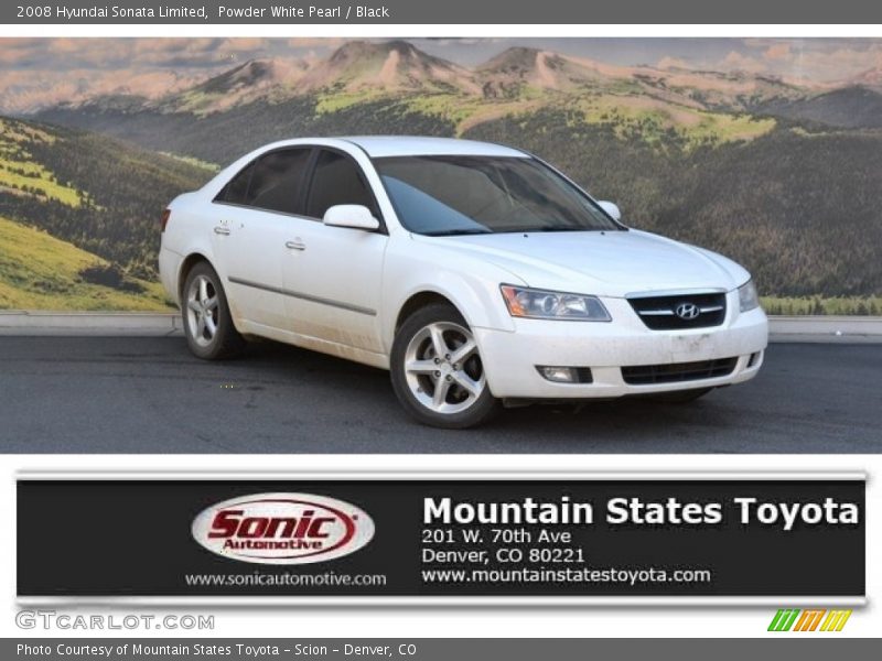 Powder White Pearl / Black 2008 Hyundai Sonata Limited