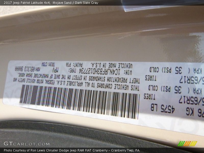 Mojave Sand / Dark Slate Gray 2017 Jeep Patriot Latitude 4x4