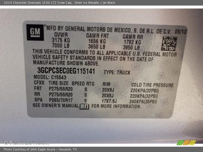 Silver Ice Metallic / Jet Black 2014 Chevrolet Silverado 1500 LTZ Crew Cab