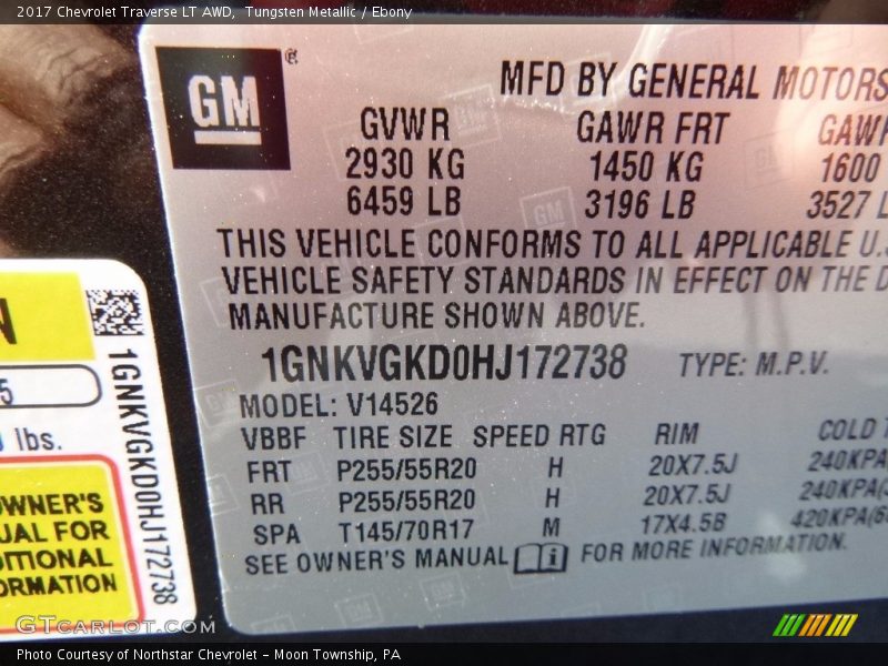 Tungsten Metallic / Ebony 2017 Chevrolet Traverse LT AWD