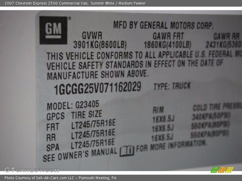 Summit White / Medium Pewter 2007 Chevrolet Express 2500 Commercial Van