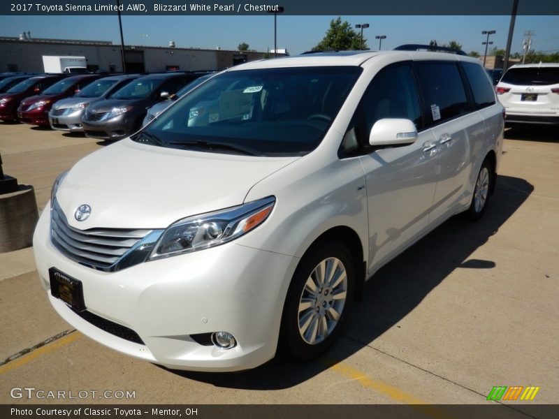 Blizzard White Pearl / Chestnut 2017 Toyota Sienna Limited AWD