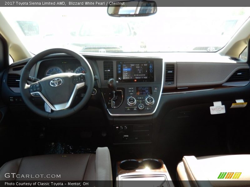 Blizzard White Pearl / Chestnut 2017 Toyota Sienna Limited AWD