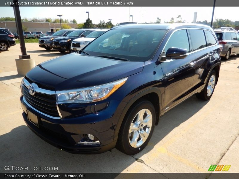 Nautical Blue Metallic / Ash 2016 Toyota Highlander Hybrid Limited AWD