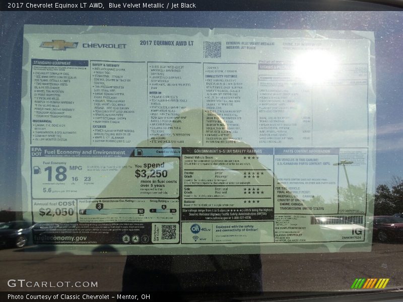 Blue Velvet Metallic / Jet Black 2017 Chevrolet Equinox LT AWD