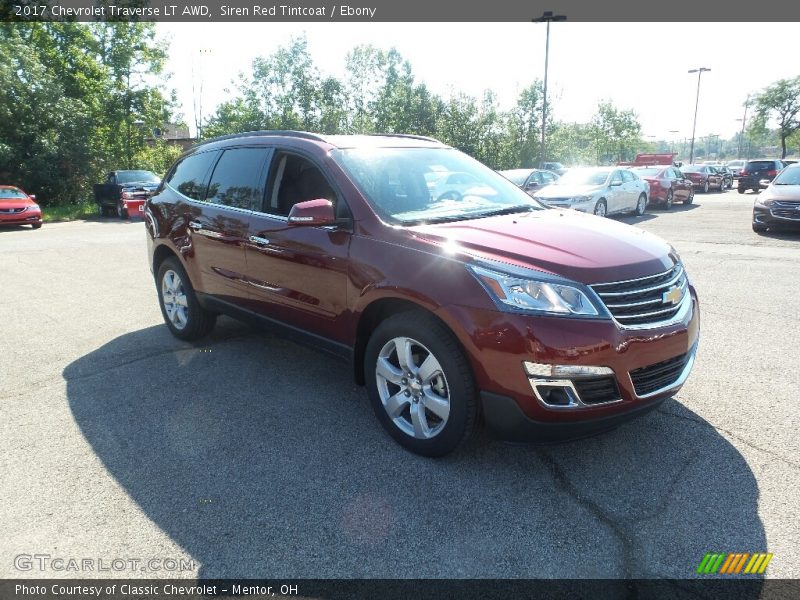 Siren Red Tintcoat / Ebony 2017 Chevrolet Traverse LT AWD