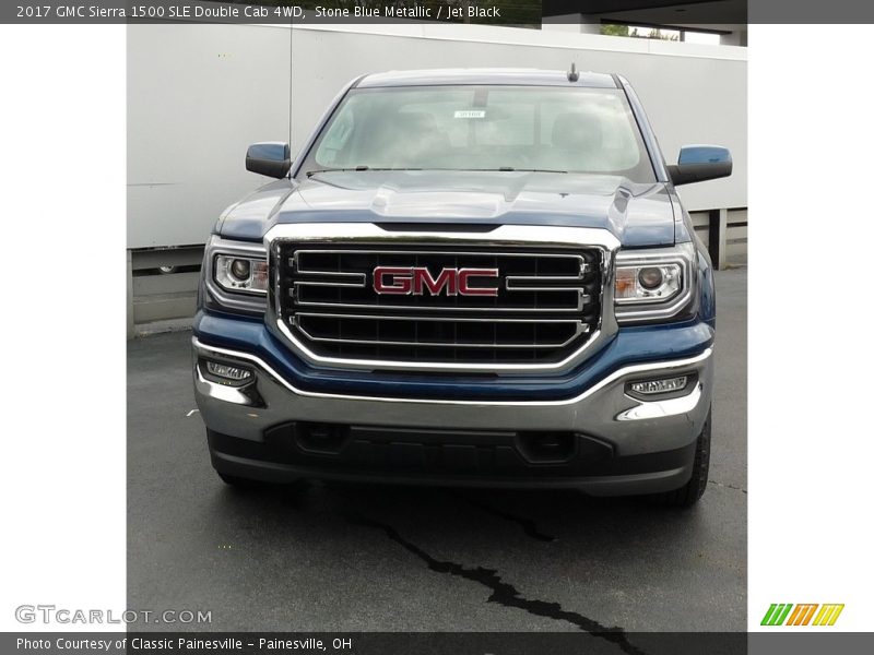 Stone Blue Metallic / Jet Black 2017 GMC Sierra 1500 SLE Double Cab 4WD