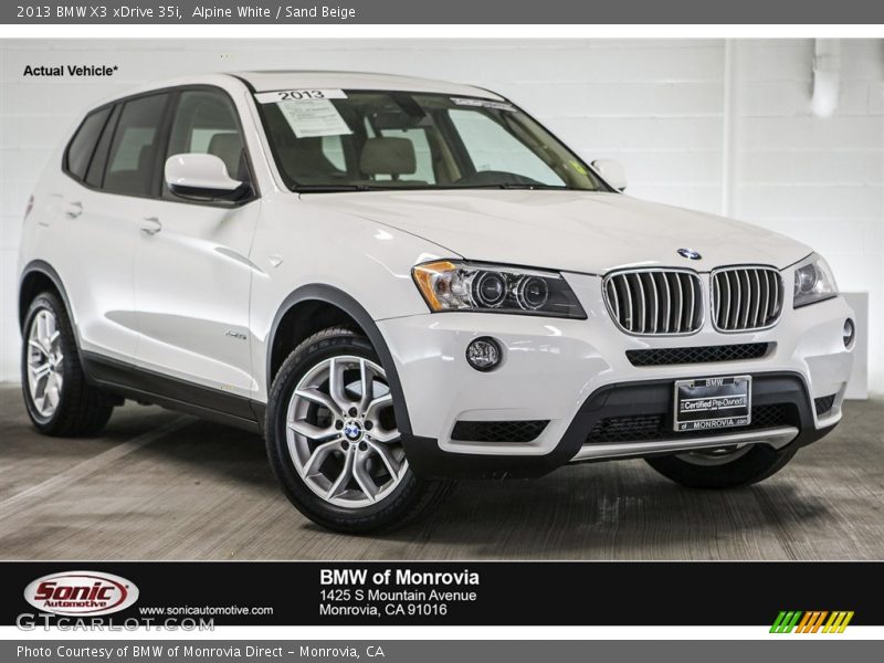 Alpine White / Sand Beige 2013 BMW X3 xDrive 35i