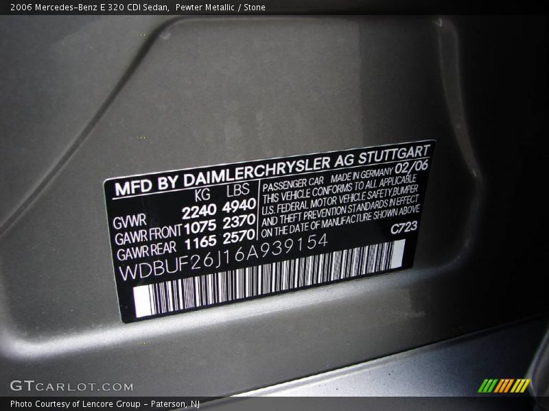 Pewter Metallic / Stone 2006 Mercedes-Benz E 320 CDI Sedan