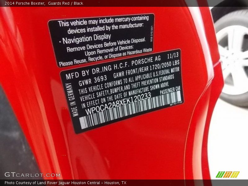 Guards Red / Black 2014 Porsche Boxster