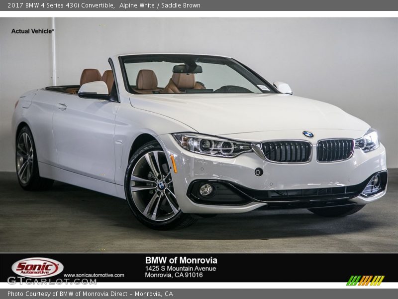 Alpine White / Saddle Brown 2017 BMW 4 Series 430i Convertible