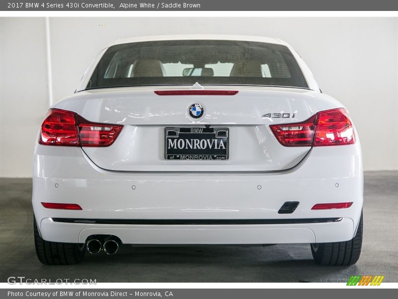 Alpine White / Saddle Brown 2017 BMW 4 Series 430i Convertible