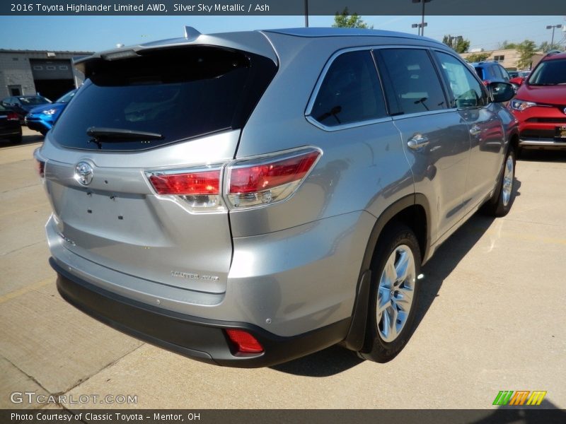 Silver Sky Metallic / Ash 2016 Toyota Highlander Limited AWD