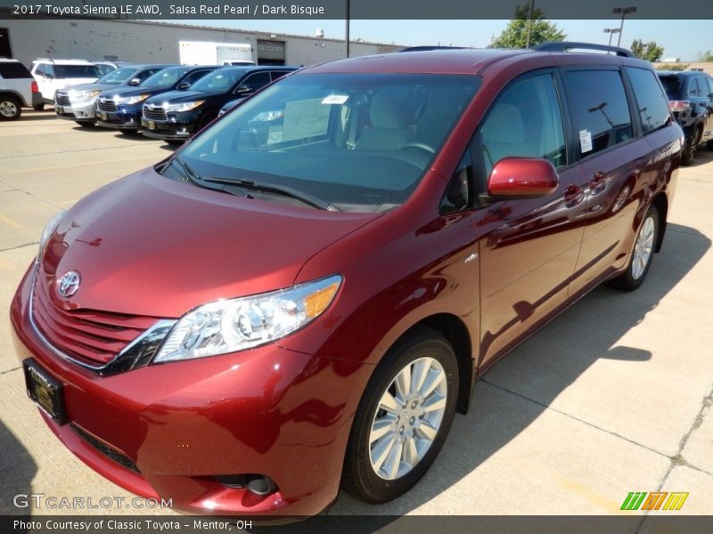Salsa Red Pearl / Dark Bisque 2017 Toyota Sienna LE AWD