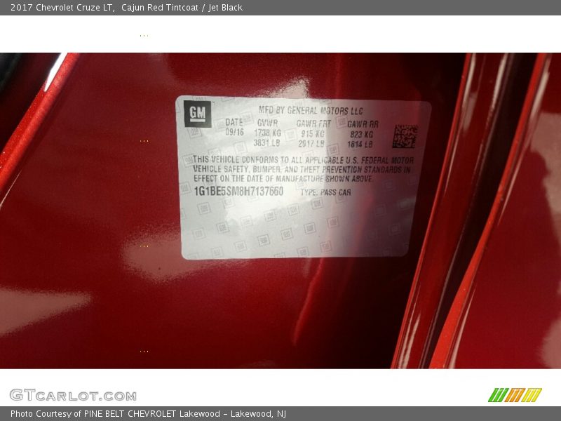 Cajun Red Tintcoat / Jet Black 2017 Chevrolet Cruze LT