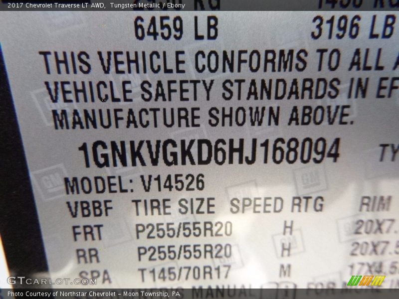 Tungsten Metallic / Ebony 2017 Chevrolet Traverse LT AWD