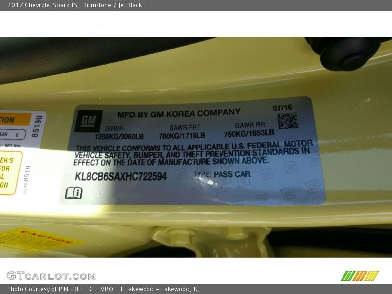 Brimstone / Jet Black 2017 Chevrolet Spark LS