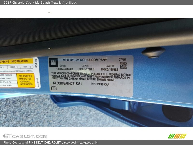 Splash Metallic / Jet Black 2017 Chevrolet Spark LS