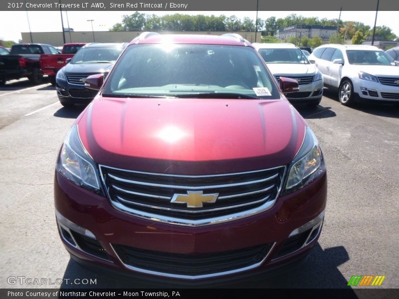 Siren Red Tintcoat / Ebony 2017 Chevrolet Traverse LT AWD