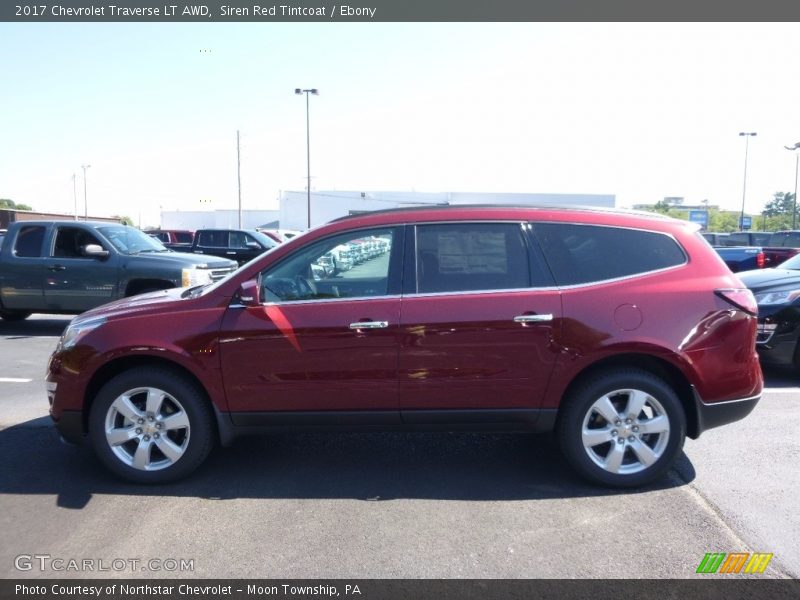 Siren Red Tintcoat / Ebony 2017 Chevrolet Traverse LT AWD