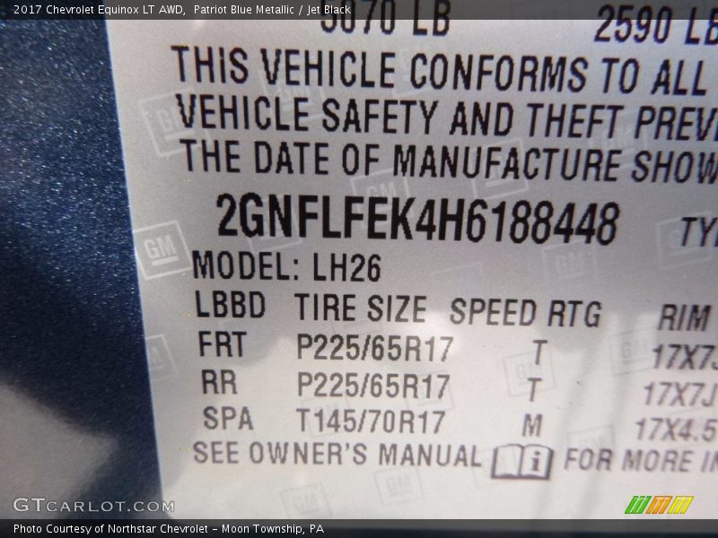 Patriot Blue Metallic / Jet Black 2017 Chevrolet Equinox LT AWD